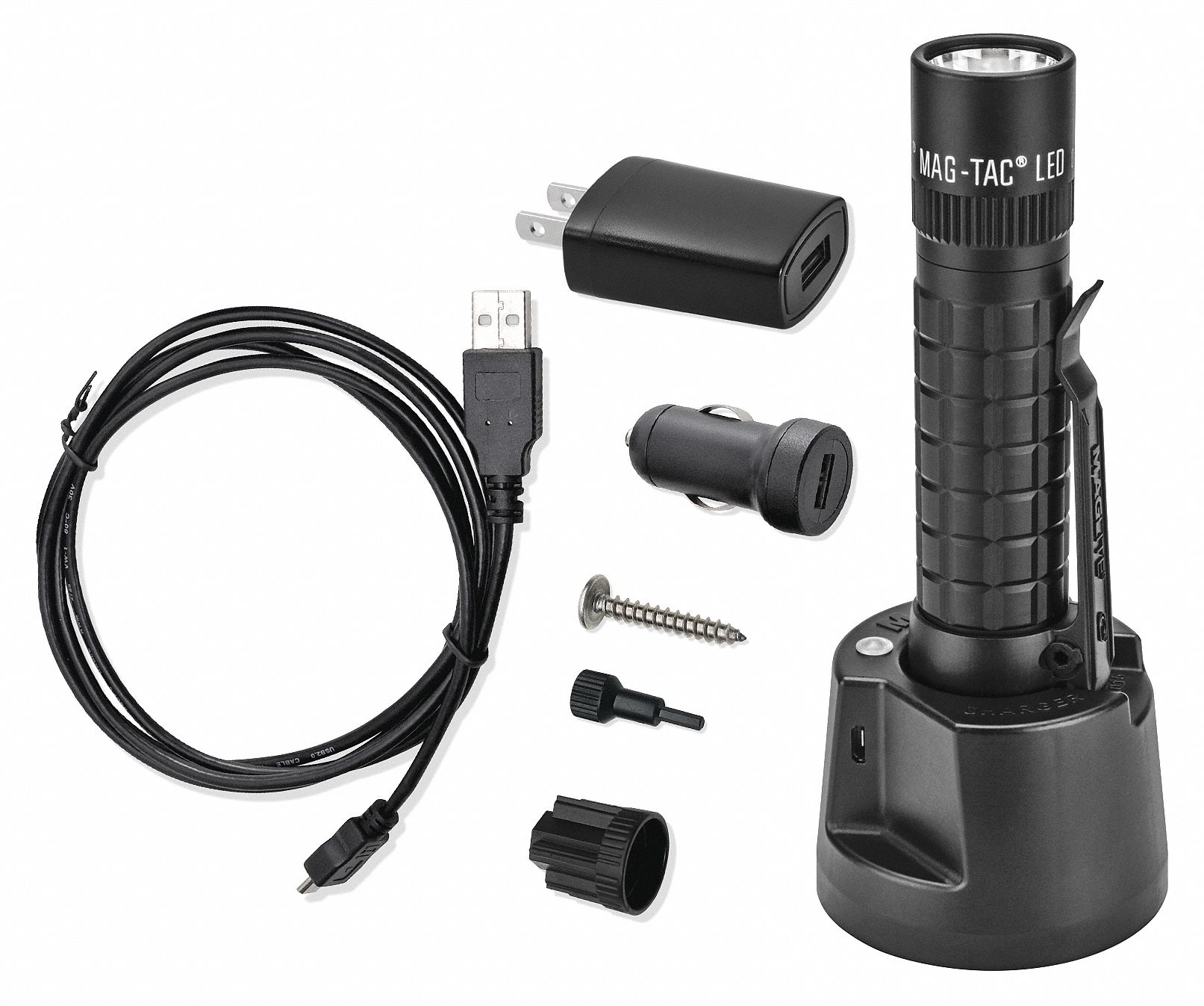HANDHELD FLASHLIGHT, RECHARGEABLE, TACTICAL, 533 LUMENS, 178 M BEAM, BLK, 5 3/4 IN L, POLYCARBONATE