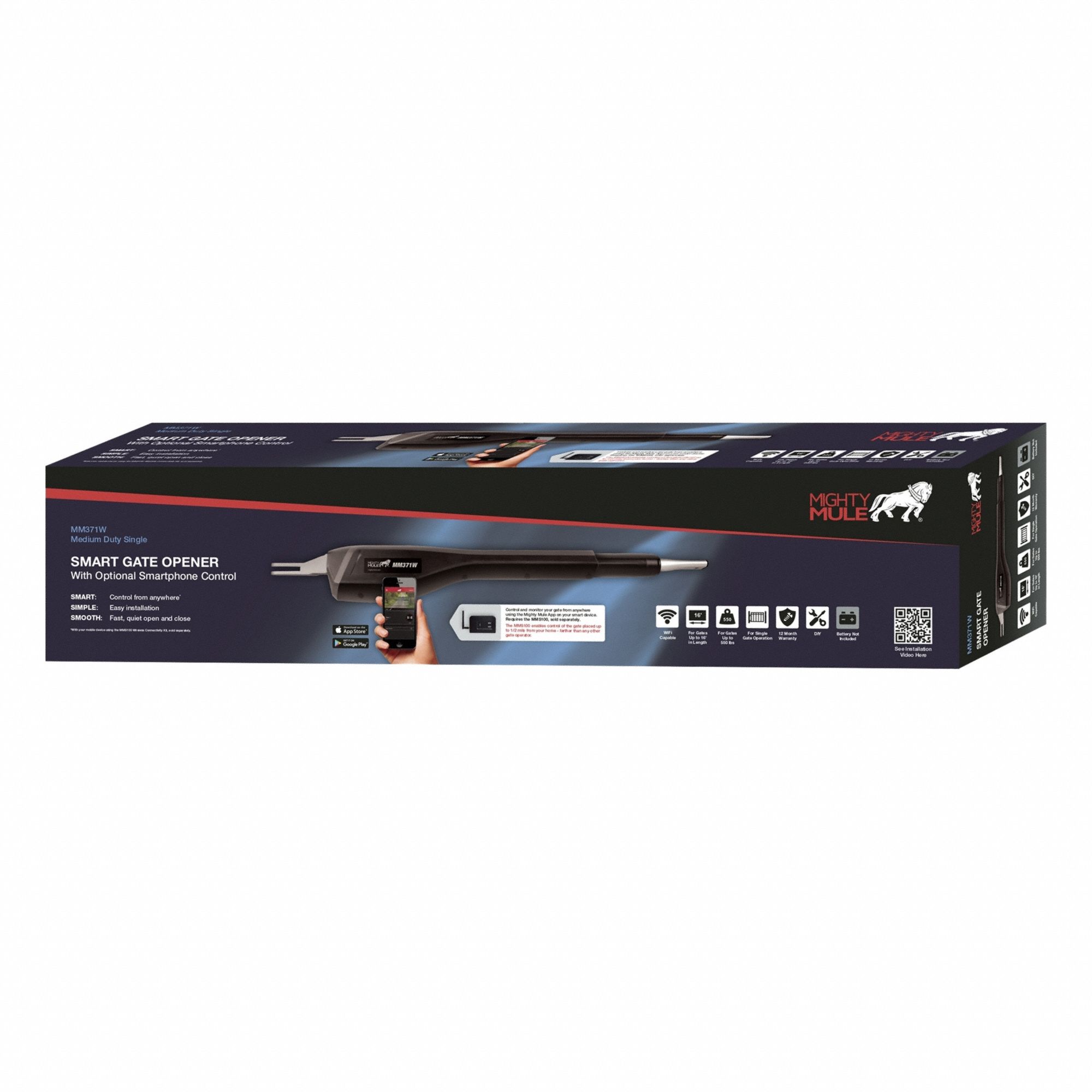 Swing Gate Operator Kit: Single Swing, Battery, 12V DC, 14 Seconds