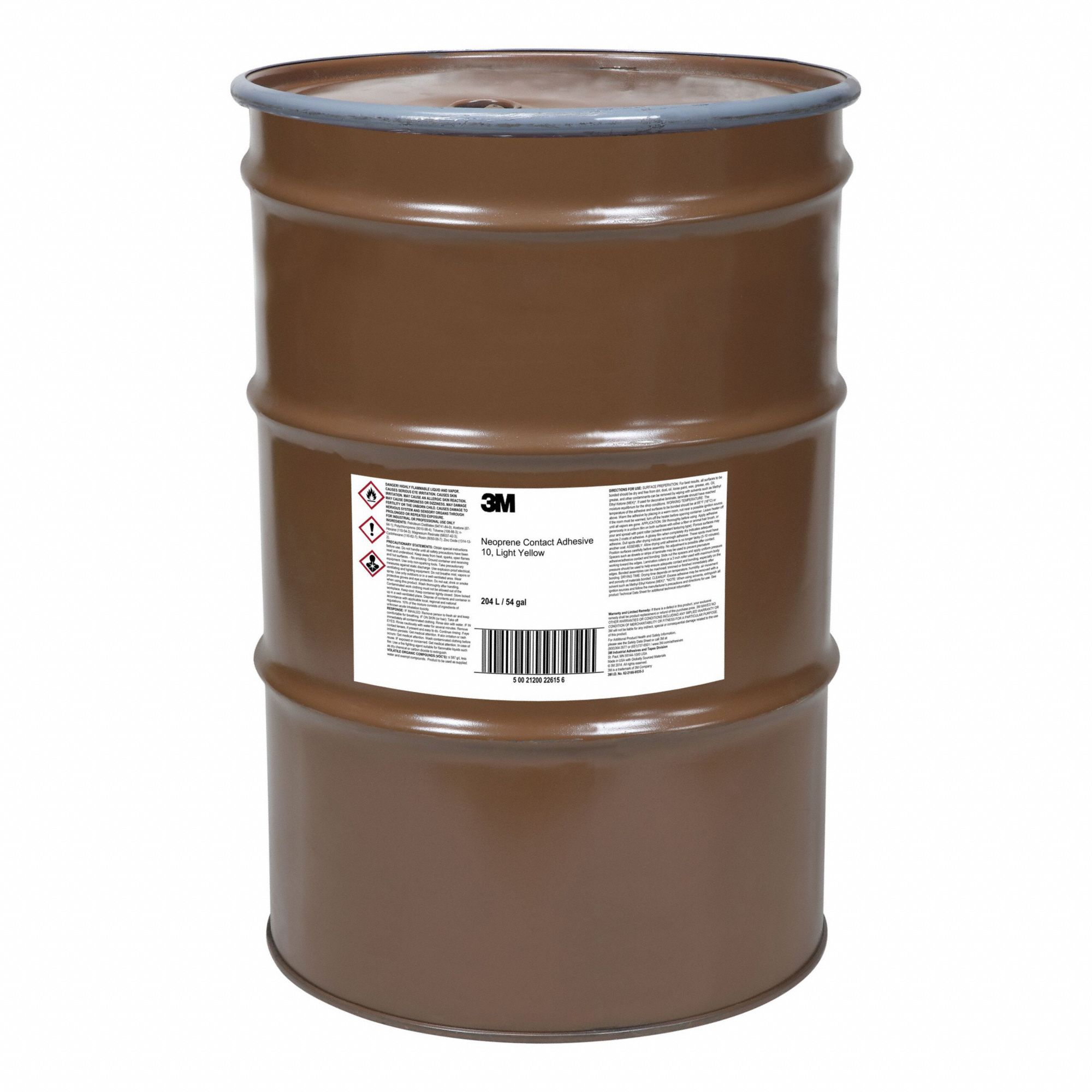 10 CONTACT ADHESIVE, YELLOW, 55 GALLON CAN, PAIL, TUBE, 30 MIN WORKING TIME