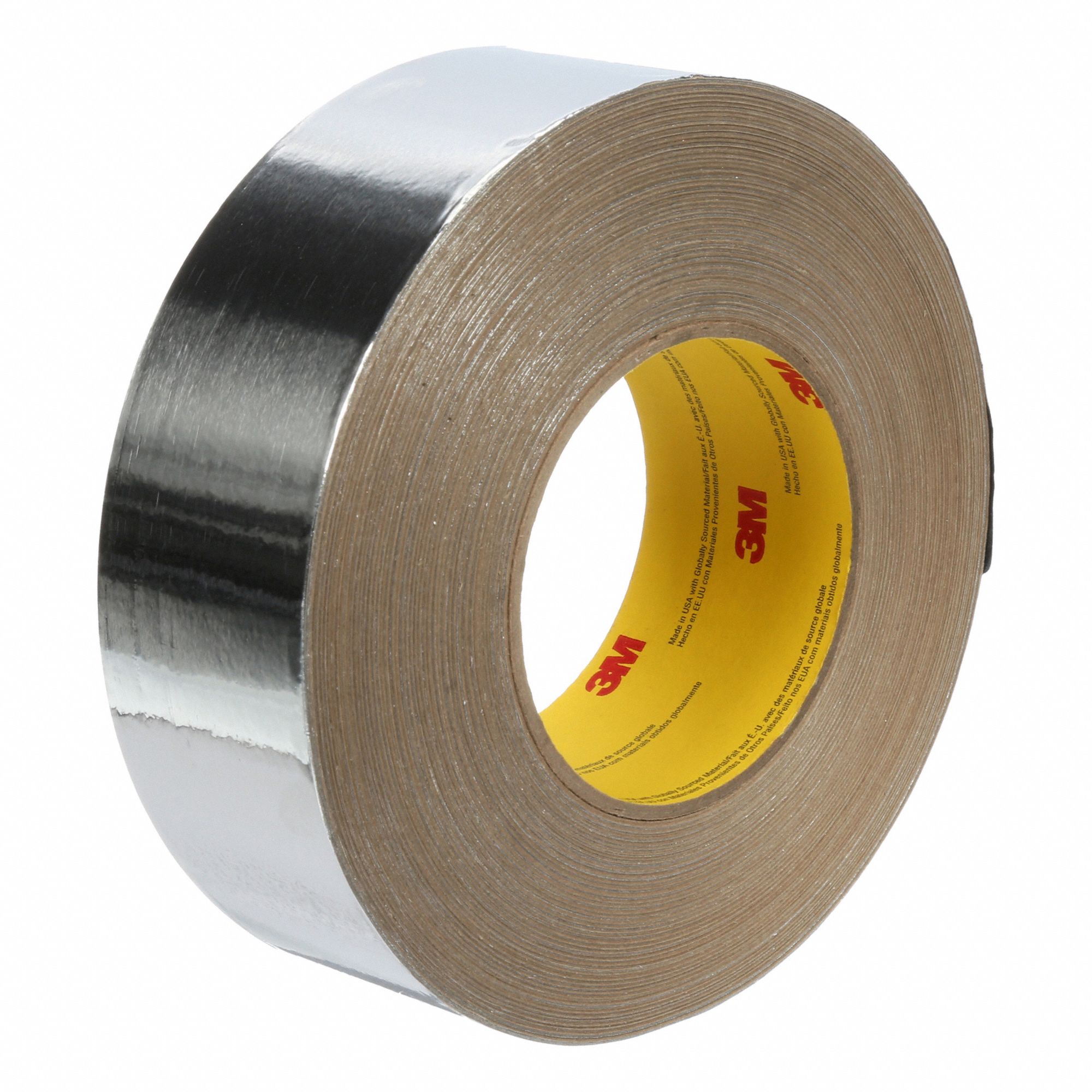 FOIL TAPE, CONTINUOUS ROLL, TENSILE 15 LB, SILVER, 50 YRD X 1 7/8 IN X 2.70 MIL, ACRYLIC/ALUMINUM