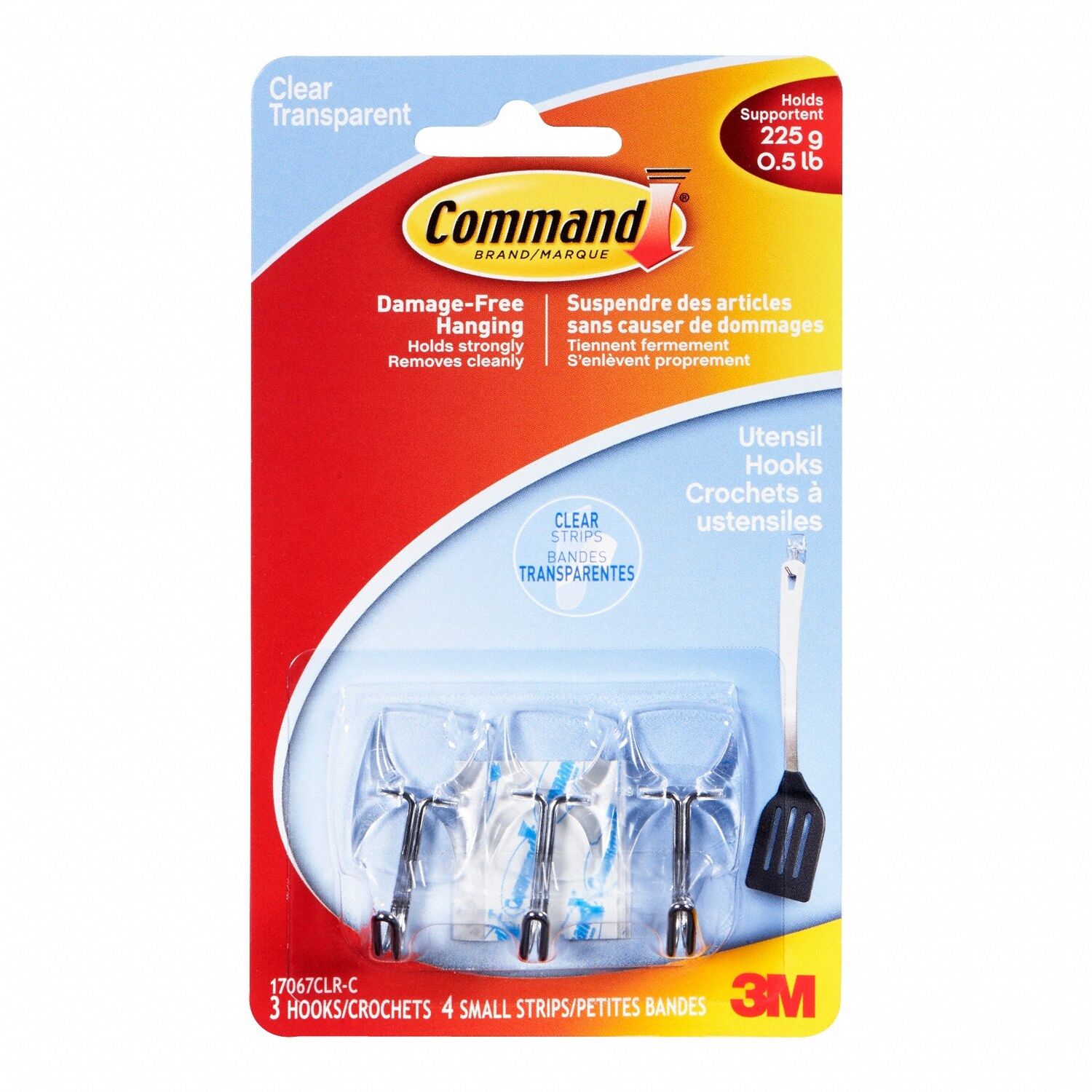 COMMAND SMALL WIRE HOOK,1/2 LBS LD,1-5/8 IN,PK3 - Hooks - MMM17067