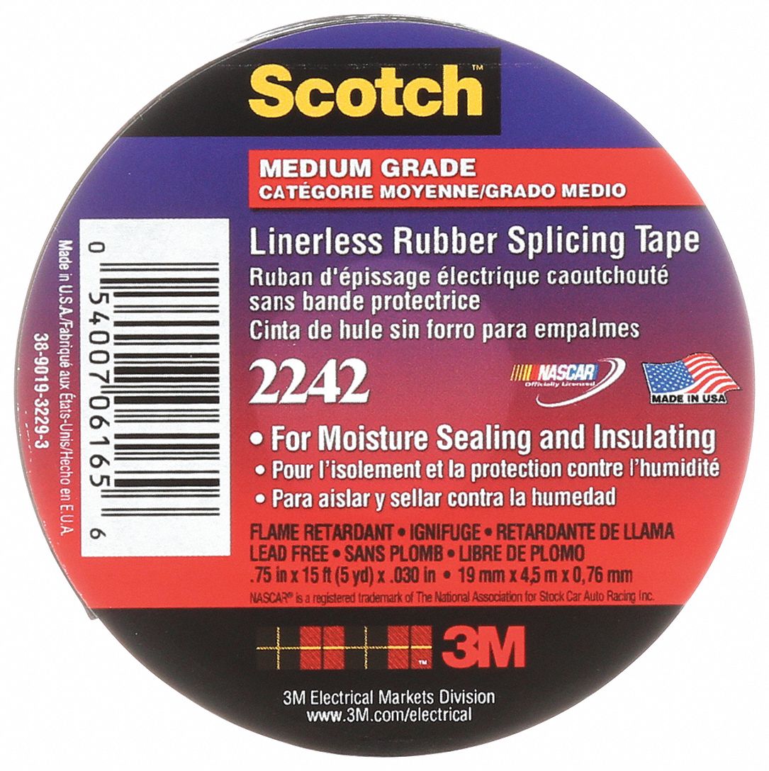 LINERLESS SPLICING TAPE, FOR MOISTURE SEAL/INSULATION, BLACK, 15 FT L X 3/4 IN W, RUBBER