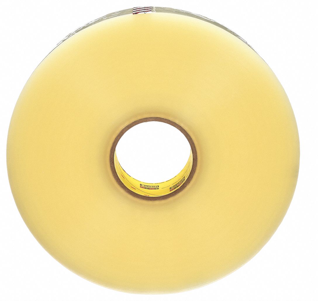 SEALING TAPE, POLYPROPYLENE, 2.5 MIL, THICK, 3 IN DIA, 30 LB/IN, RUBBER ADHESIVE, TRANSPARENT, CID A-A-1684B