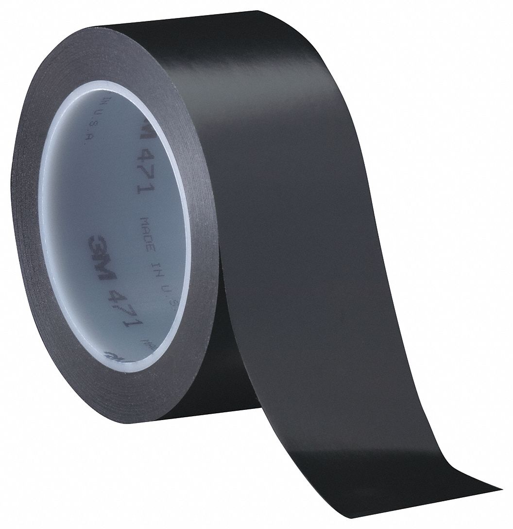 TAPE, FLOOR MARKING, TRANSPARENT BLACK, 1 1/2 IN W, 36 YARDS, 5 MIL THICK, VINYL
