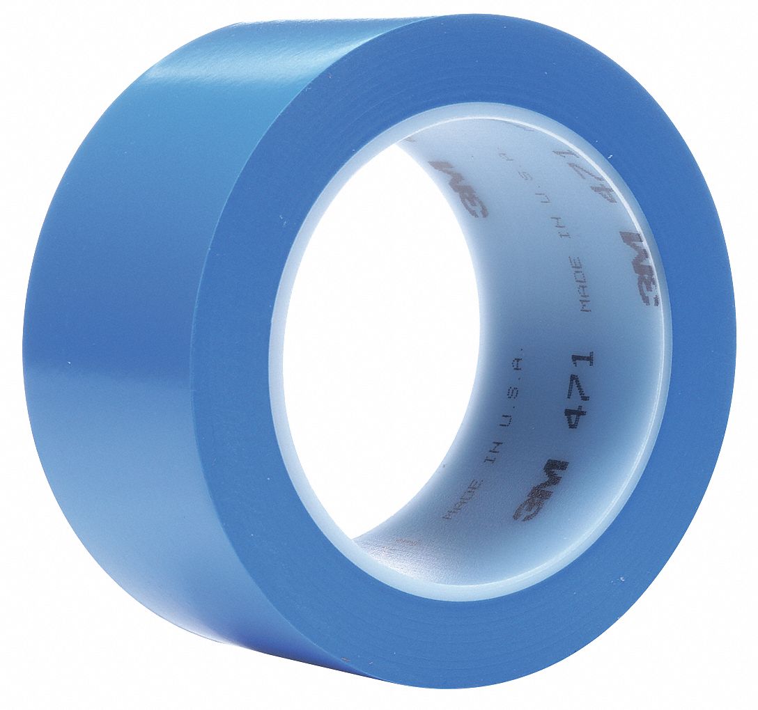 RUBAN,MARQUAGE DE PLANCHER,BLEU,3 PO L.,36 VERGES,5 MIL ÉPAIS,VINYLE,12RL/CA