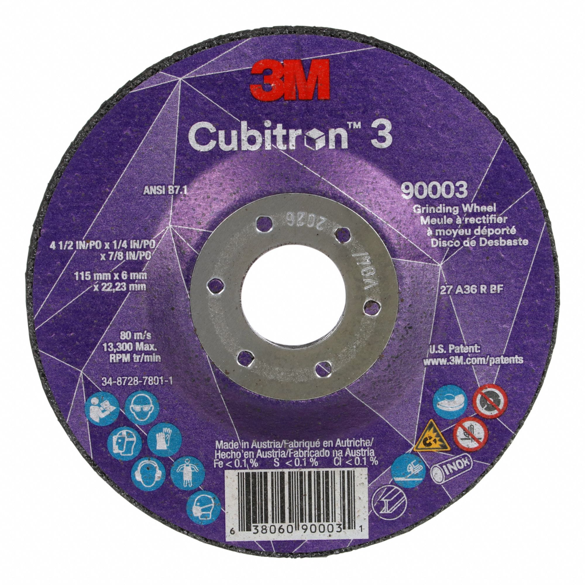 GRINDING WHEEL,7/8 IN,GRIT 36,CERAMIC