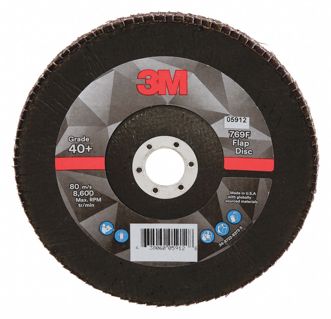 FLAP SANDING DISC, SERIES 769F, TYPE 29, 120 GRIT, COATED,QUICK-CHANGE, 7 X 7/8 IN, CERAMIC, FGL