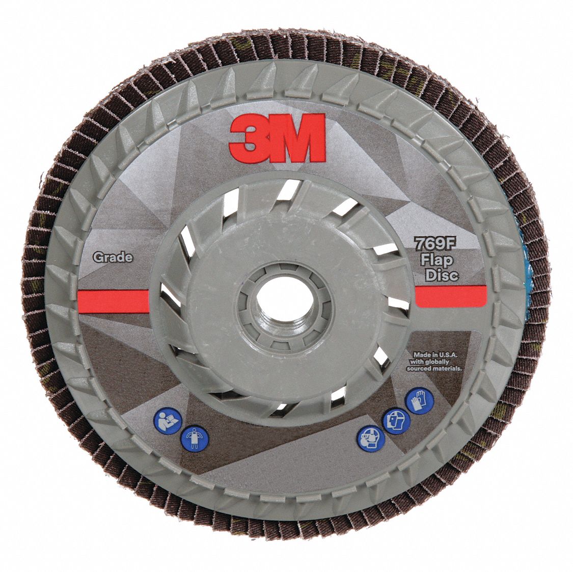 FLAP SANDING DISC, SERIES 769F, TYPE 27, 60 GRIT, MED, BLACK/GRY, 5 X 7/8 IN, CERAMIC, FGL