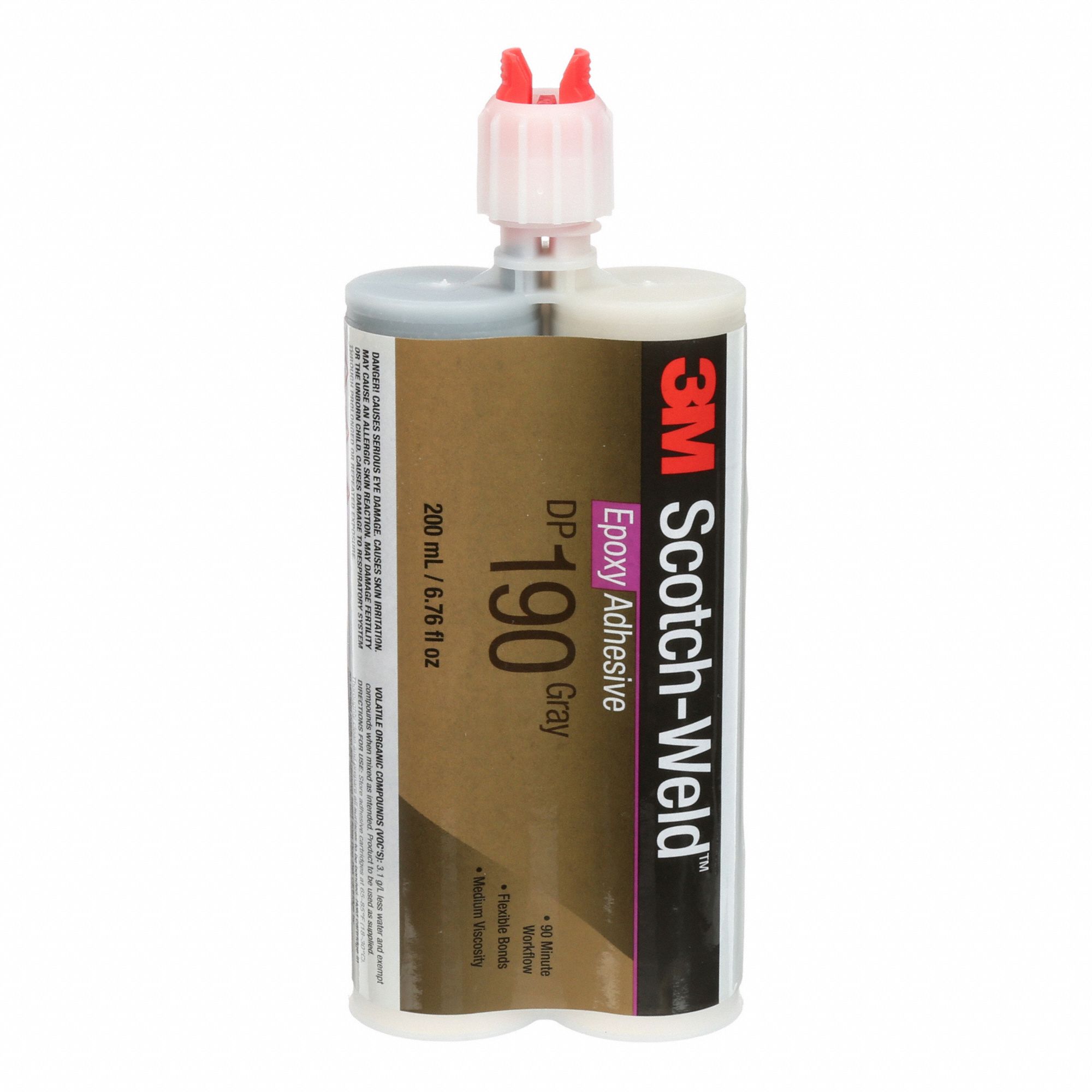 SCOTCH-WELD EPOXY ADHESIVE, 7 DAY CURE, 90 MIN WORKING TIME, 2500 PSI, CLEAR