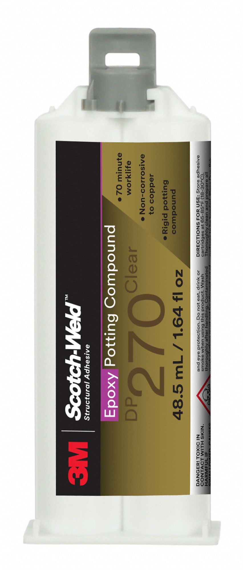 POTTING COMPOUND, DP270, 48.5 ML, DUAL-CARTRIDGE, CLEAR, METALS/PLASTICS/RUBBER/WOOD