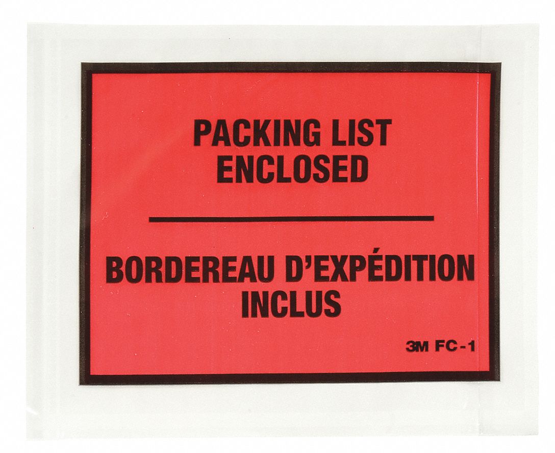 PACKING LIST ENVELOPES, BILINGUAL, 4 1/2 X 5 1/2 IN, CA 1000