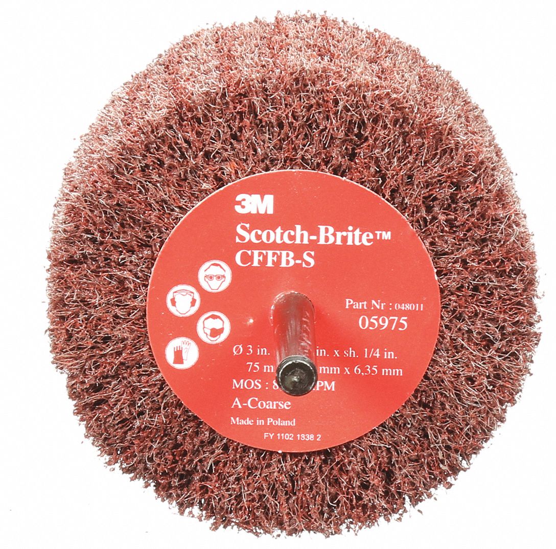 FINISHING FLAP BRUSH, 3 IN DIAMETER X 1¾ IN W, ¼ IN ARBOUR, ALUMINUM OXIDE, 60 GRIT