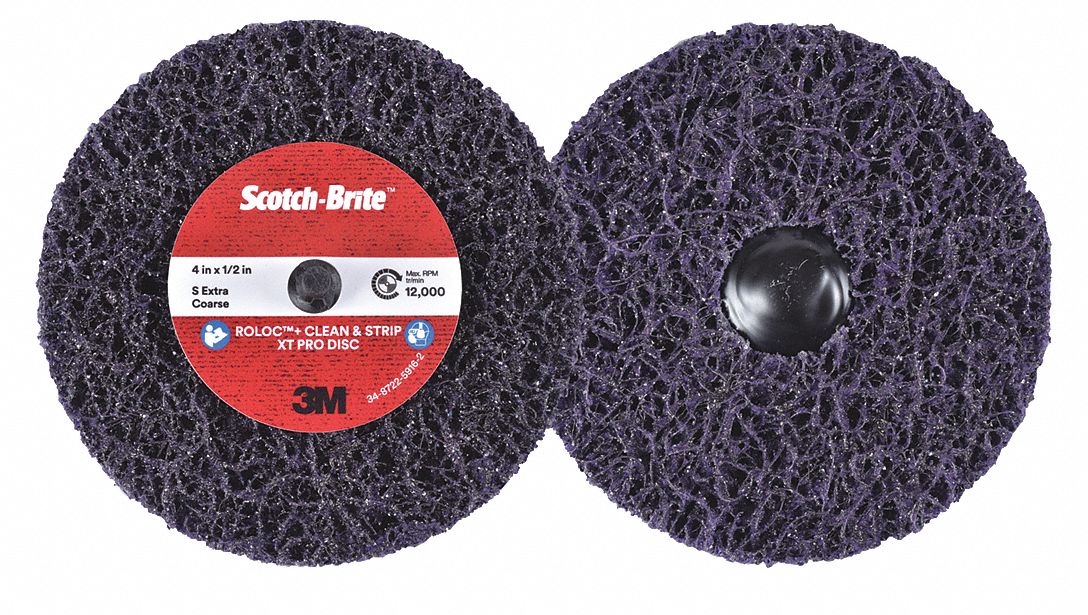 CLEAN AND STRIP DISC, QUICK-CHANGE, EXTRA COARSE, GREEN, 4 IN DIA, ALUMINUM OXIDE