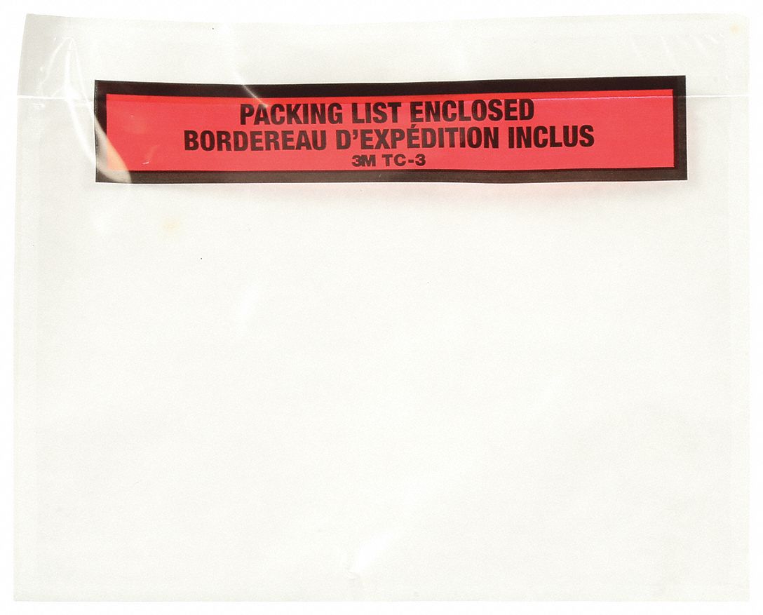 PACKING LIST ENVELOPES, BILINGUAL, 7 X 5 1/2 IN, CA 1000