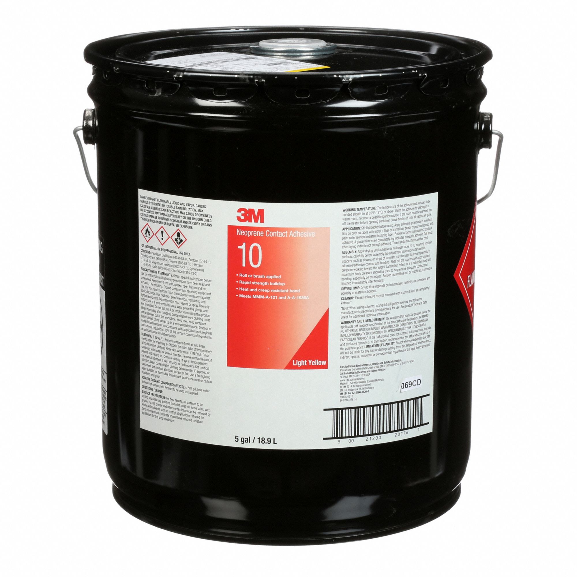 10 CONTACT ADHESIVE, YELLOW, 5 GALLON, 30 MIN WORKING TIME