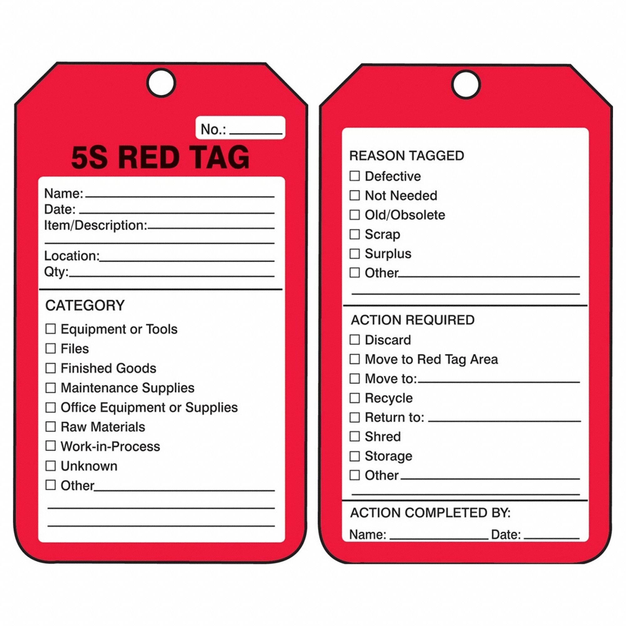 ACCUFORM, 5S Red Tag, 3 1/4 in Wd, Safety Tags 41CN01MMT105CTP