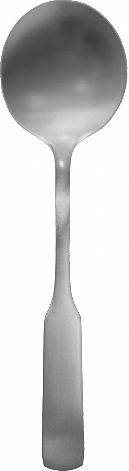 Bouillon Spoon: Manchester, 18/0, Stainless Steel, 6 in Overall Lg, Silver, Satin
