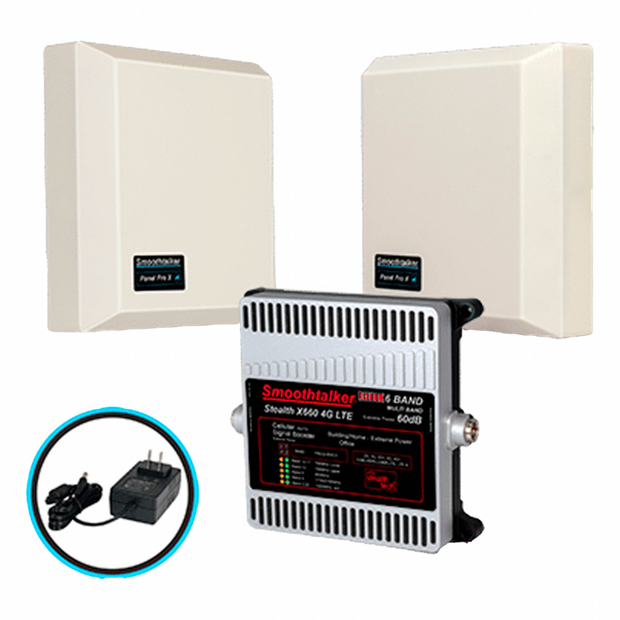 SIGNAL BOOSTER, 70 DB, 700-2100 HZ, 6000-12000 SQ FT, 120V POWER SUPPLY, ANTENNAS