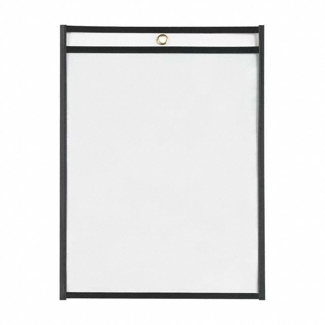 Shop Ticket Holder: Vinyl, Grommet, 12 in Ht, 9 in Wd, Clear, 25 PK