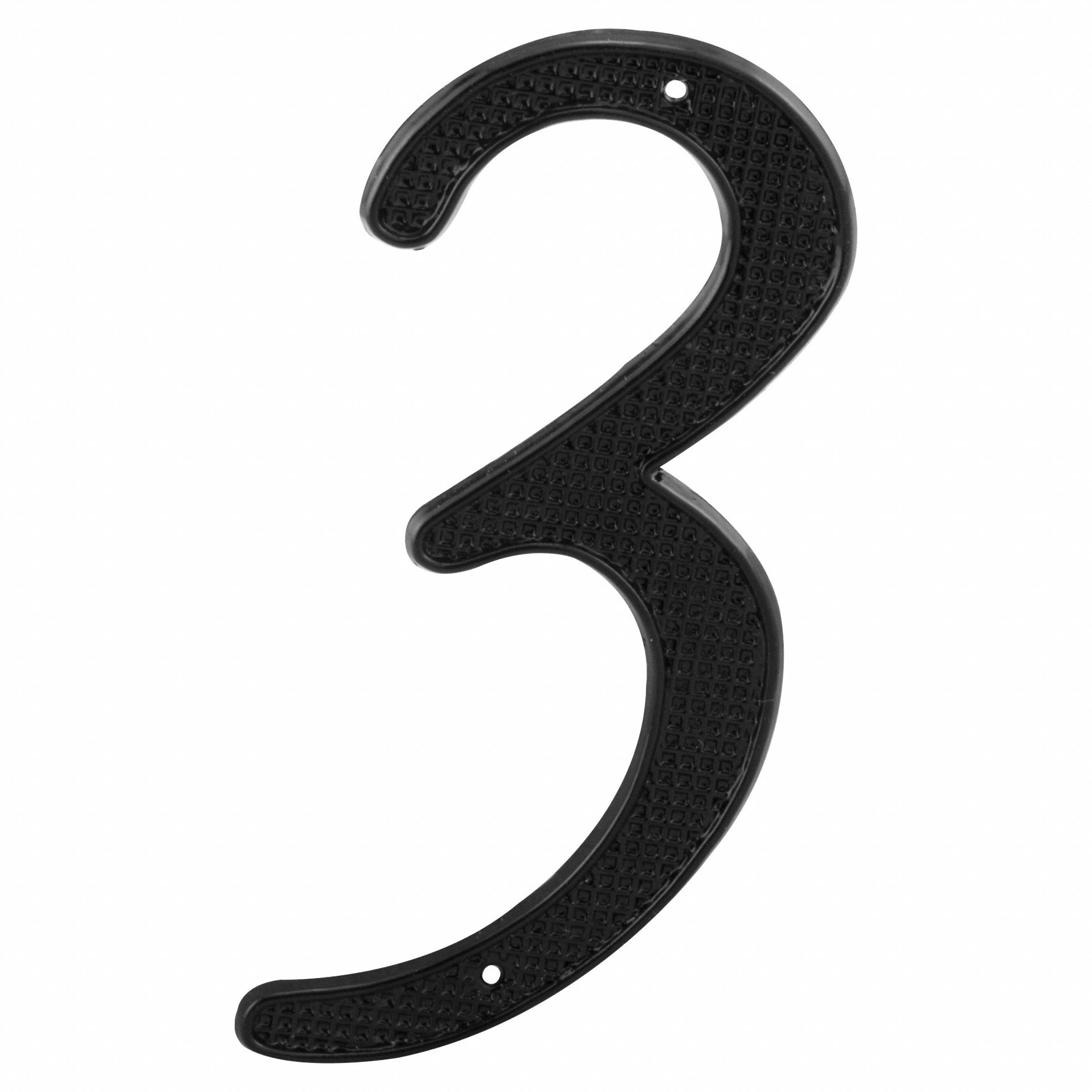 Number Label: 4 in Character Ht, Diecast, Indoor/Outdoor, Black, 3
