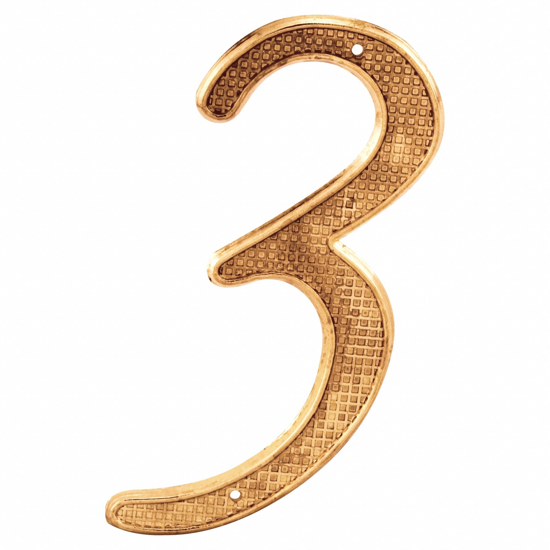 Number Label: 4 in Character Ht, Diecast, Indoor/Outdoor, Yellow, 3