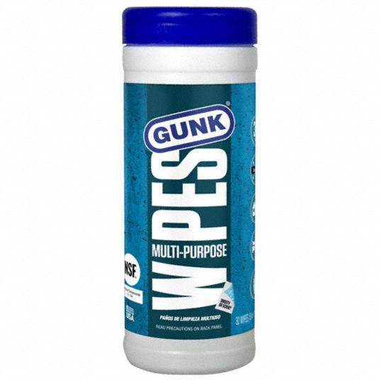 GUNK, Canister, 30 ct Container Size, All Purpose Cleaning Wipes -  799V64