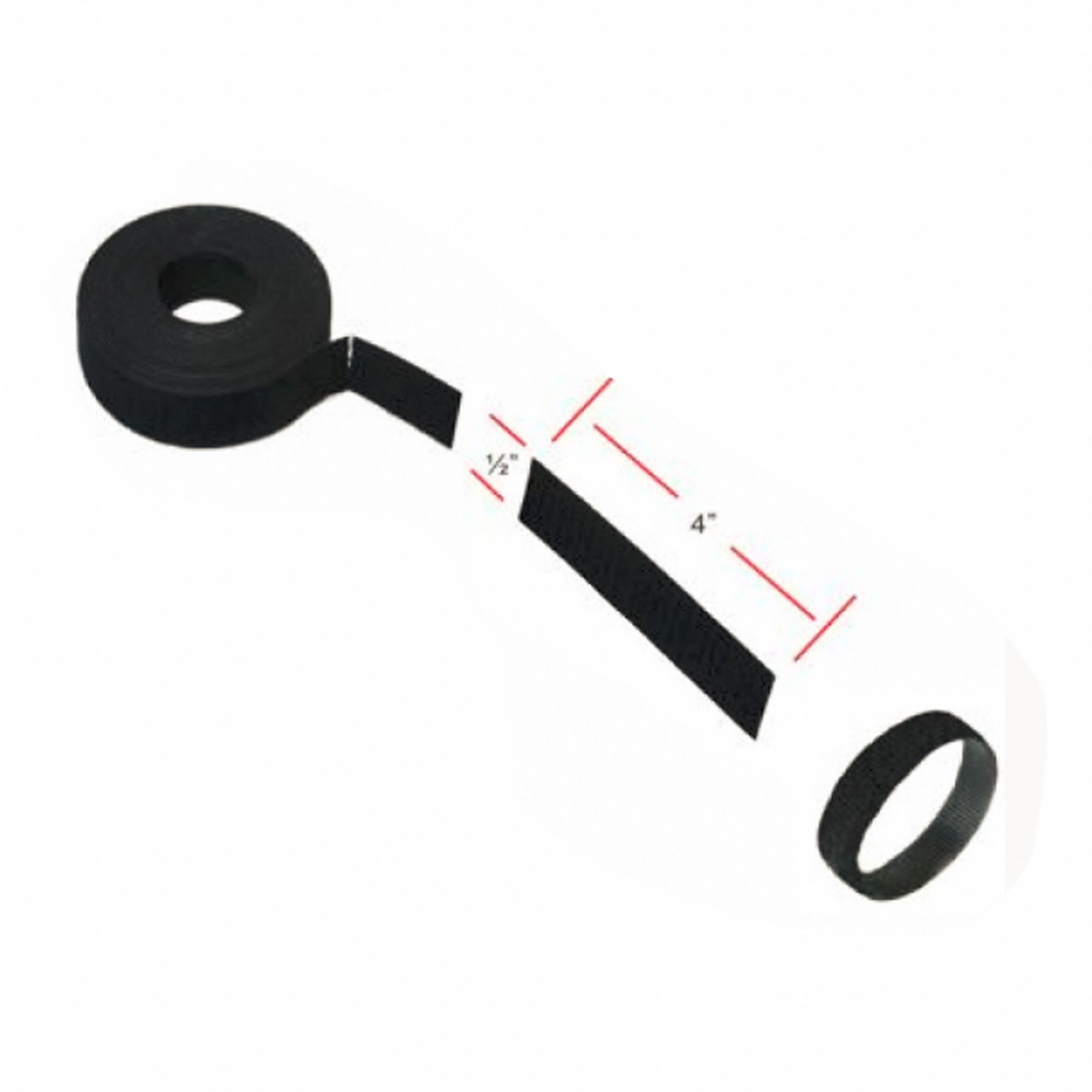HOOK AND LOOP STRAP,CLOTH,4 IN L,BLACK