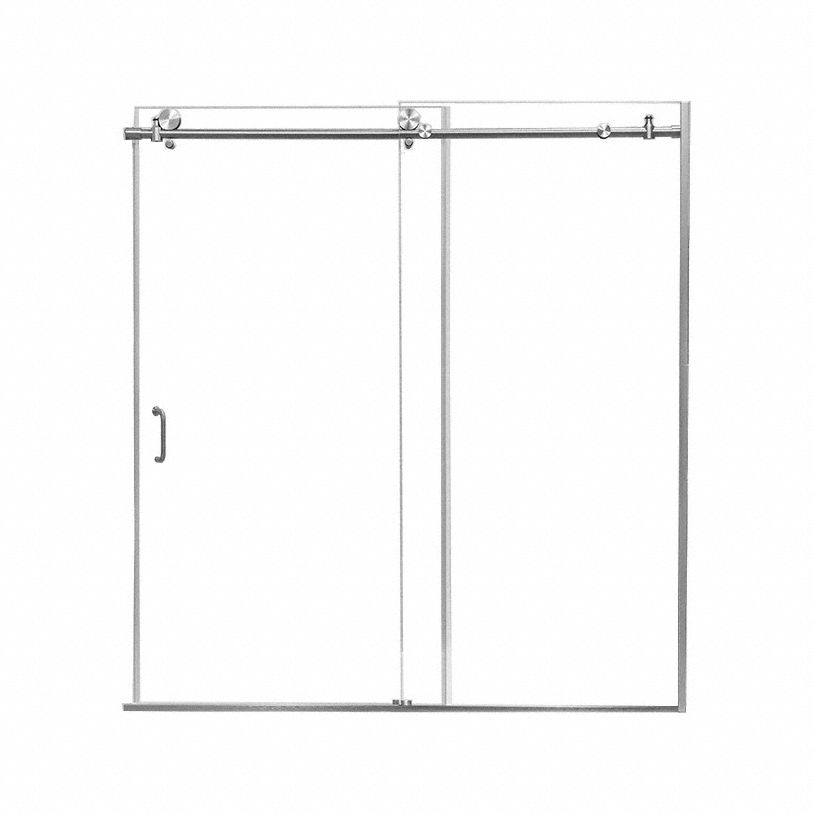 Tub and Shower Door: 56 in Min. Door Wd, 60 in Max. Door Wd, 62 in Overall Ht, Frameless