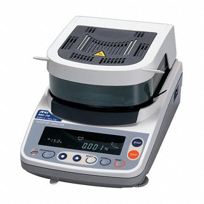 Moisture Analyzer: 71 g Max Capacity, 30°C to 200°C, Halogen, RS232C, VFD, 0.0001 g