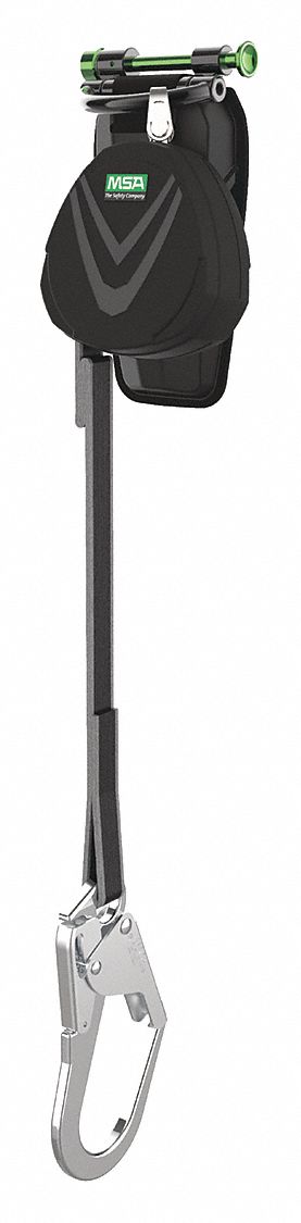 SELF-RETRACTING LANYARD, SNAP HOOK, 1 LEG, WEIGHT 310 LBS, BLACK, ALUMINUM HARDWARE/ NYLON