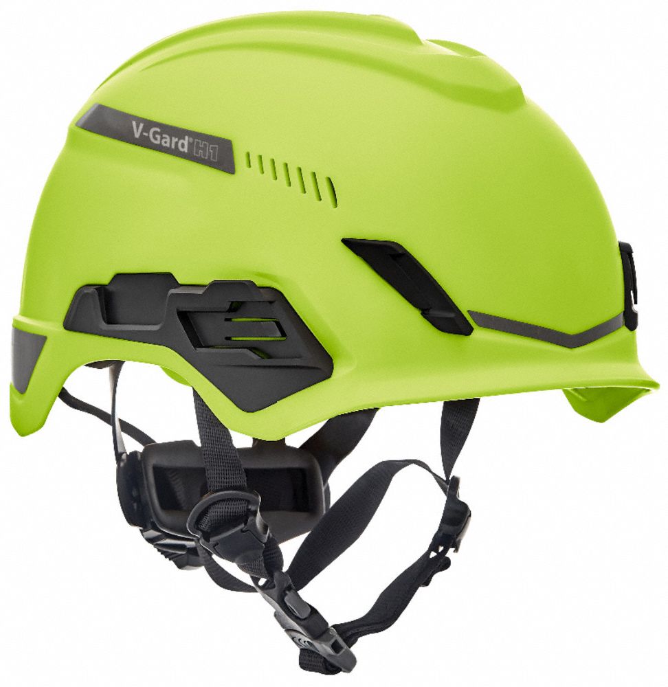 CASQUE DE SÉCURITÉ, HDPE, CLIQUET PIVOT 4 PTS FAS-TRAC III, TAILLE 6½ À 8, JAUNE VERT HTE VISIBILITÉ