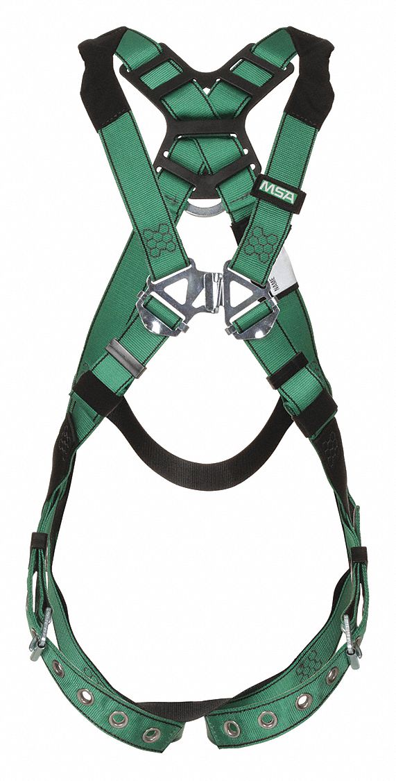 HARNESS, FULL-BODY STANDARD, V-FORM+/BACK D-RING/CSAZ259.10, GREEN, M/L, NYLON/STEEL