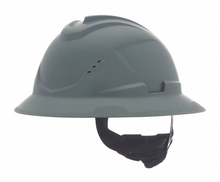CASQUE DE SÉCURITÉ, CSA Z94.1-15, TYPE 1, CLASSE C, PEHD, CLIQUET FAS-TRAC III À 4 POINTS, REBORD INTÉGRAL, GRIS