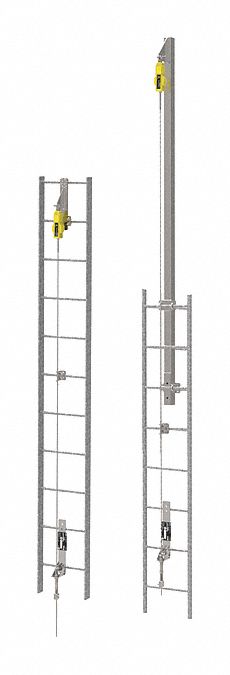 LADDER SYSTEM W EXTENSION POST, VERTICAL, 1 WORKER, 42 FT L, STAINLESS STEEL