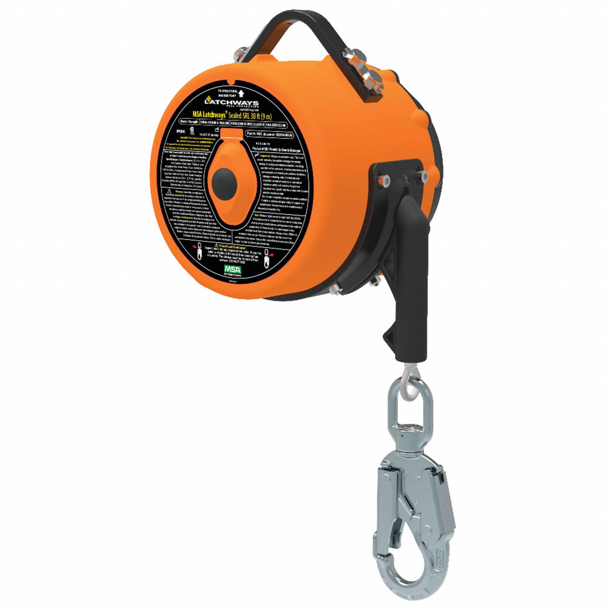 LATCHWAYS SELF-RETRACTING LIFELINE, STAINLESS STEEL CABLE, 85 FT L, 400 LB, 1 LEG