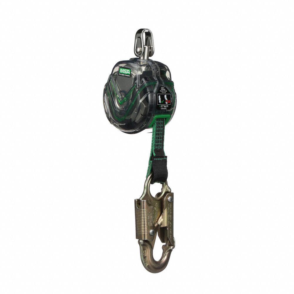 MSA SELF-RETRACTING LIFELINE, CLEAR, 310 LBS, 36C STEEL SNAPHOOK, 1 LEG ...
