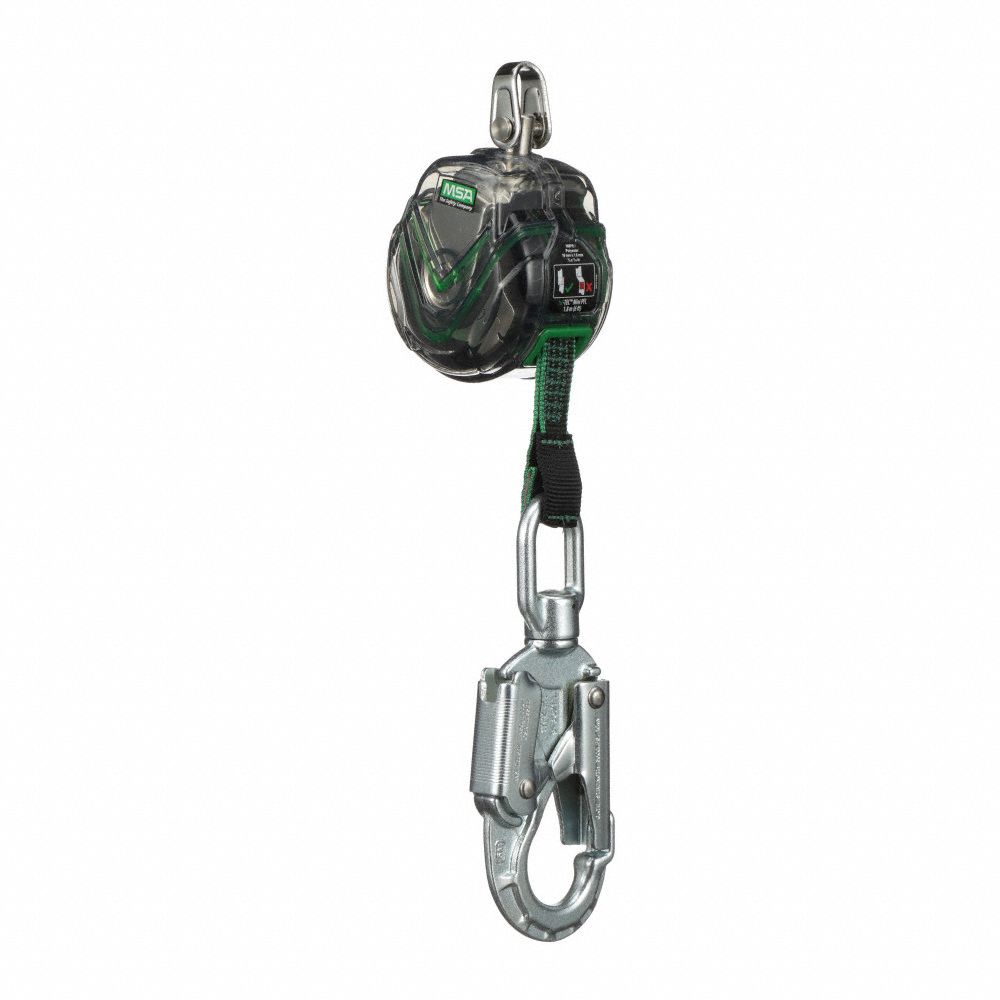 SELF-RETRACTING LIFELINE, CLEAR, 310 LBS, 36CS STEEL SNAPHOOK, 1 LEG, POLYESTER WEBBING