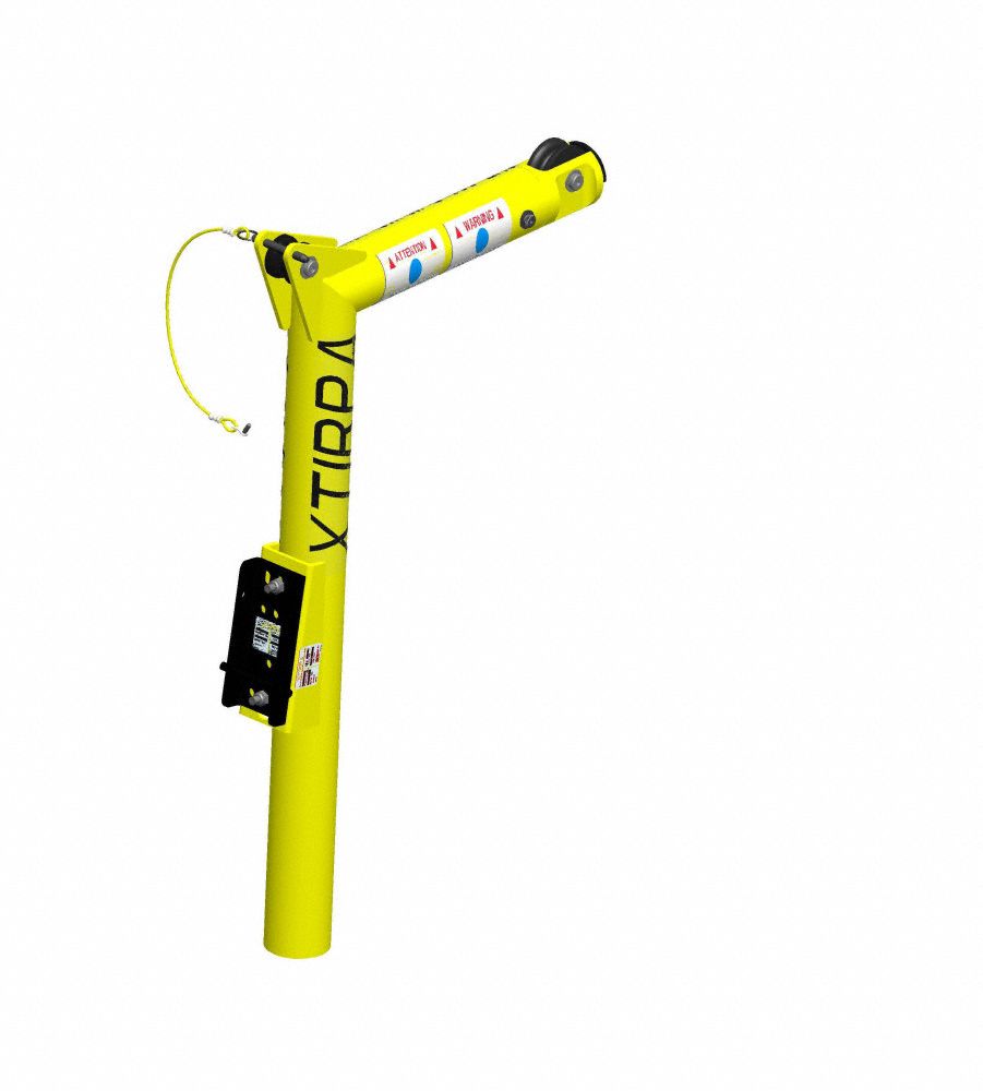 DAVIT ARM/MAST, 1 ANCHOR POINT, YELLOW, 10 IN HEIGHT RANGE, ALUMINUM