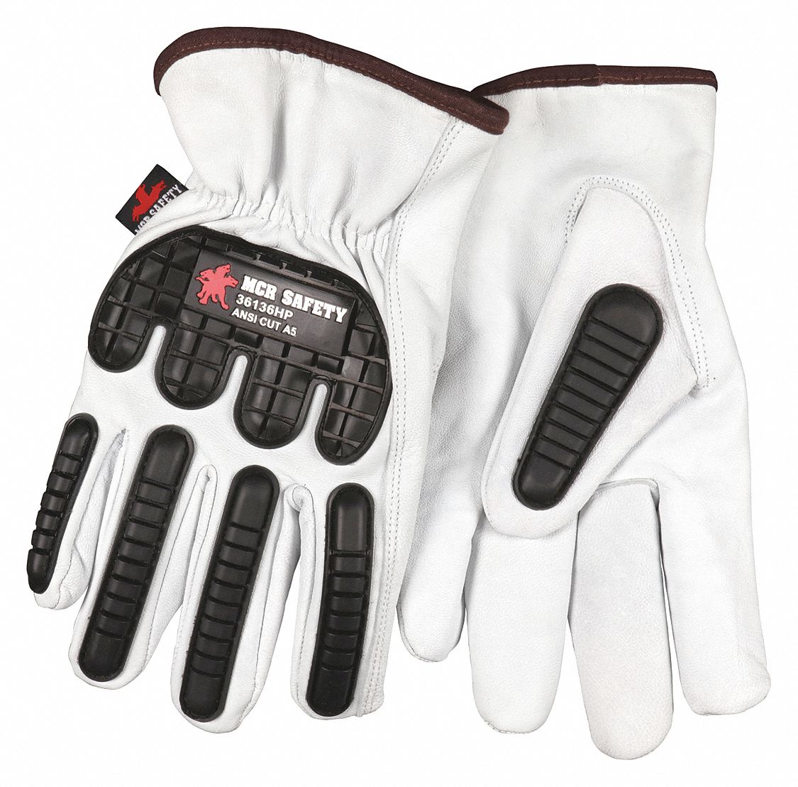 DRIVER GLOVE, GUNN CUT, KEYSTONE THUMB, SIZE S/7, WHITE, GRAIN LEATHER, PK 12