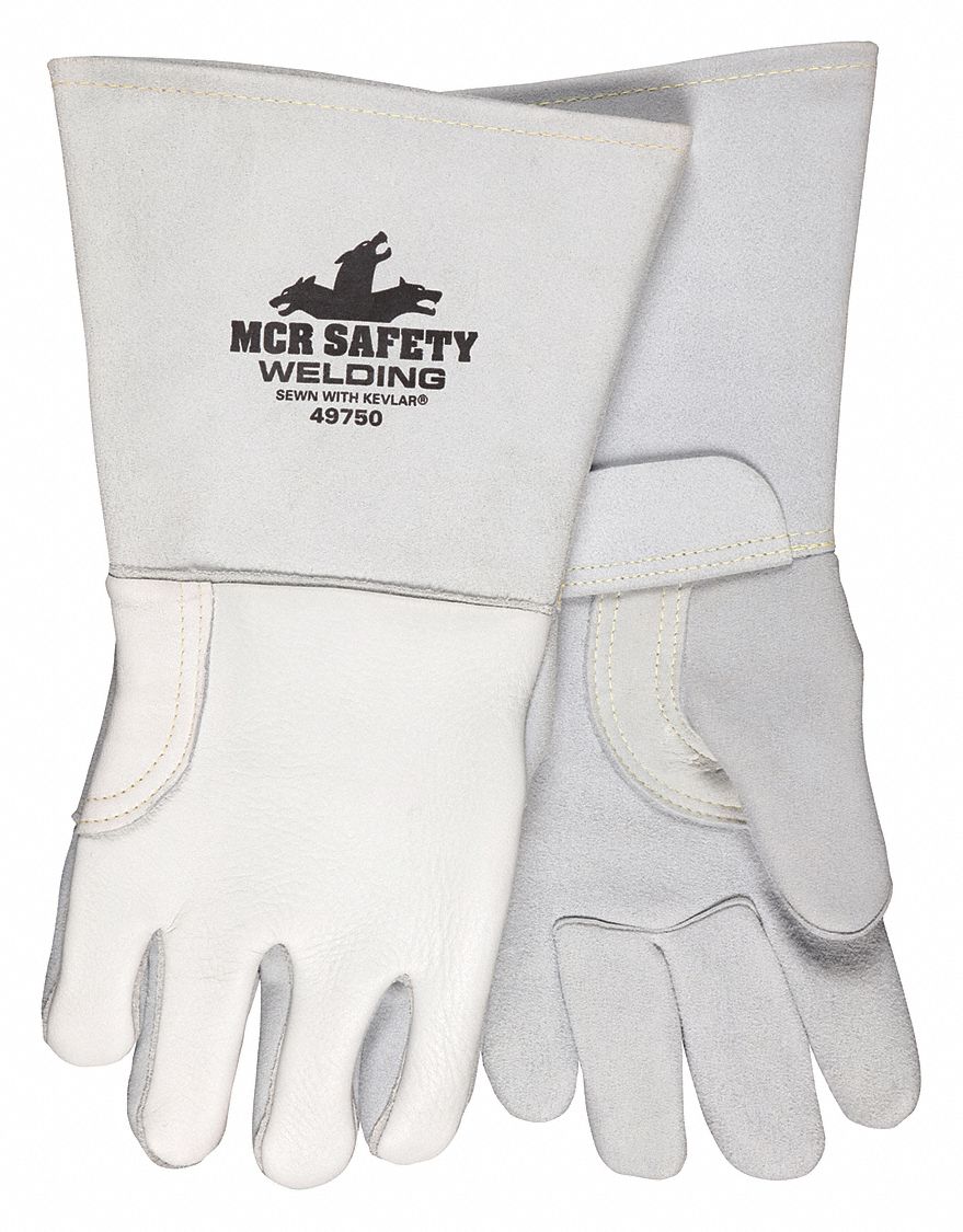 WELDING GLOVES W GAUNTLET CUFFS, XL/10, WHITE, COWHIDE/KEVLAR, PK 12