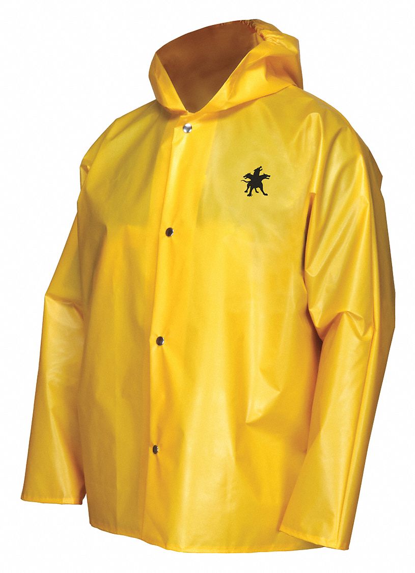 MCR SAFETY Yellow, Rain Jacket, 4XL, Nylon, Polyurethane, Unisex, High ...