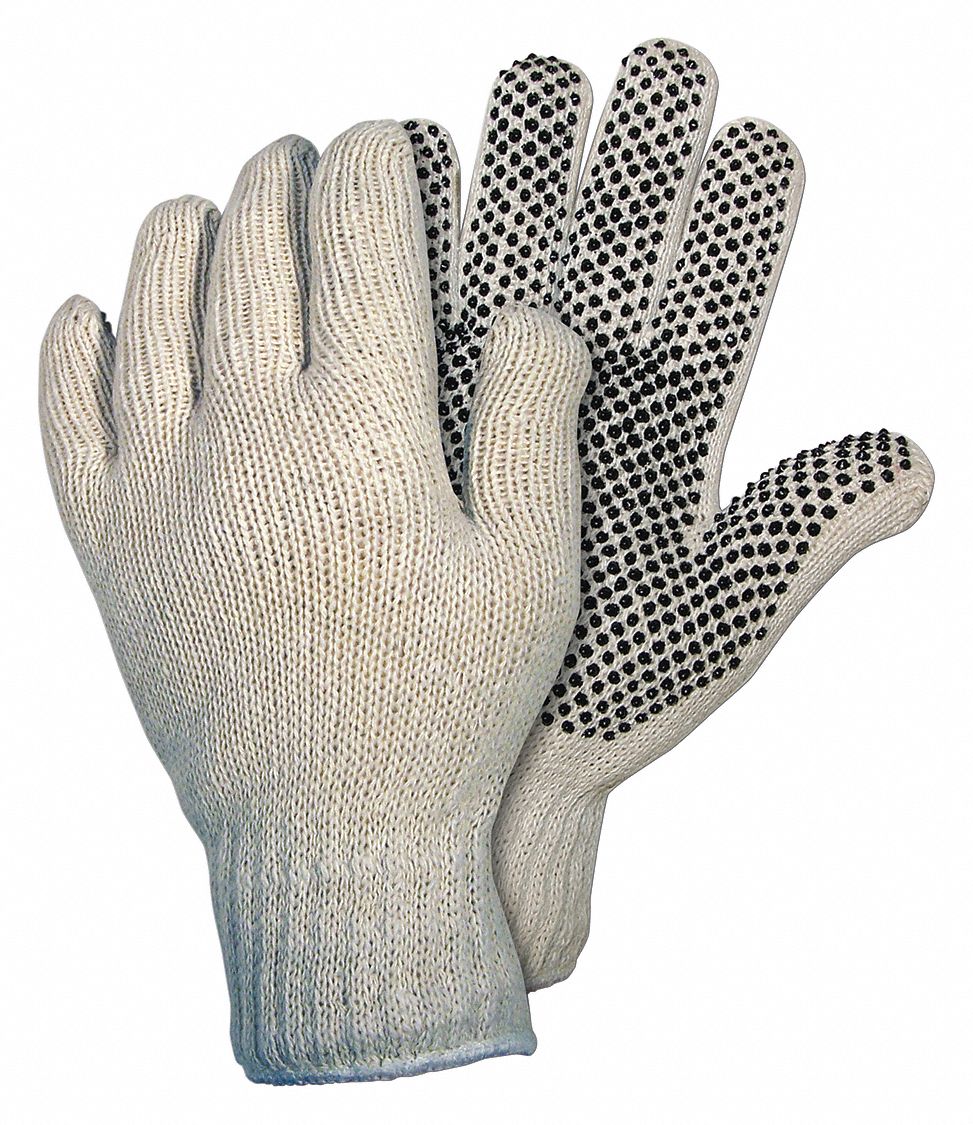 SURE GRIP GLOVES, DOTS, SZ S, NATURAL, PVC, PKG 12