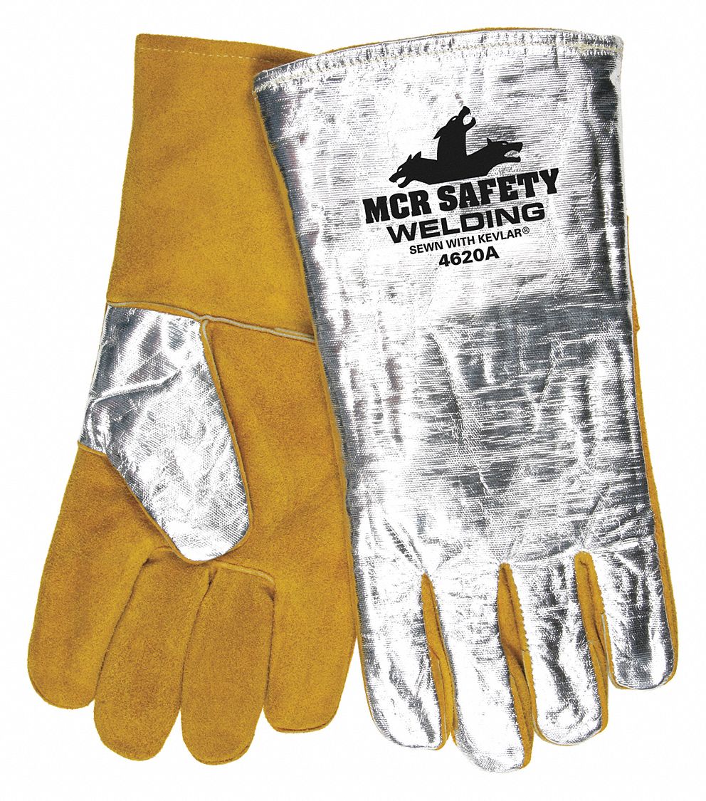 WELDING GLOVES, STICK, XL/10, WING THUMB, GAUNTLET CUFF, TAN COWHIDE, XL