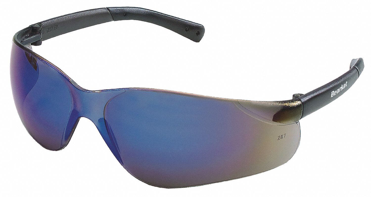 LUNETTES DE SÉCURITÉ, SANS MONTURE, ENVELOPPANTES, PC, ANTIRAYURES, BLEU MIROIR/NOIR, M, CSA, UNISEXE