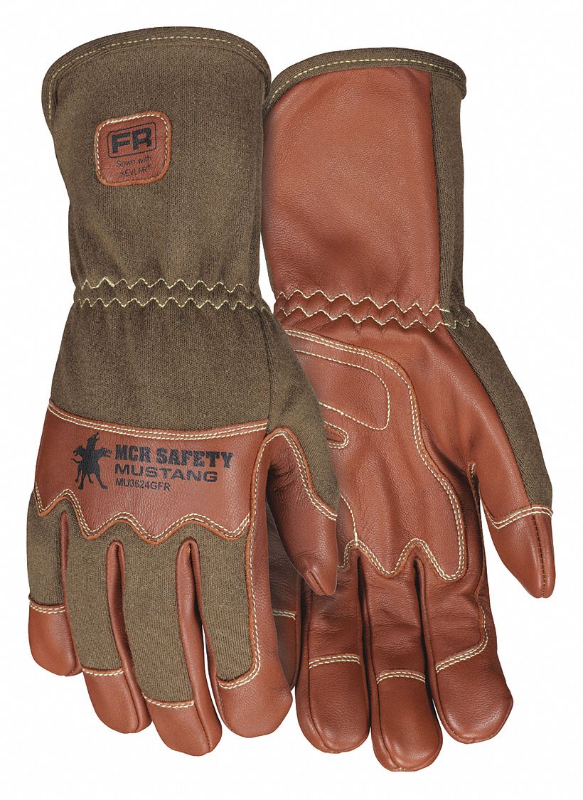 CUT RESISTANT GLOVES, ANSI 0, SLIP ON CUFF, SIZE L/9, BROWN, GOATSKIN, PAIR