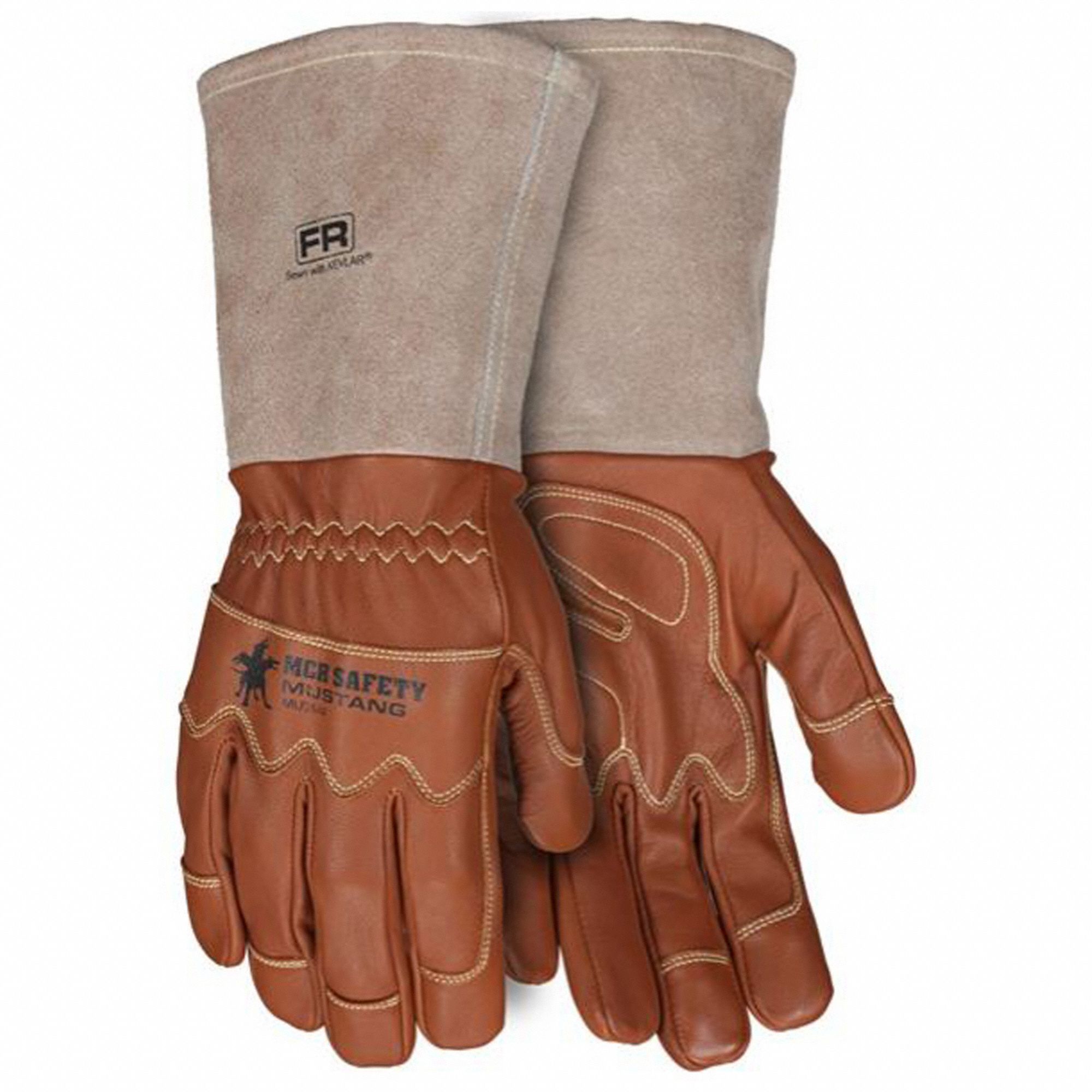 WORK GLOVE, GUNN CUT, WING THUMB, UNLINED, SIZE M/8, BROWN, LEATHER/KEVLAR, PAIR