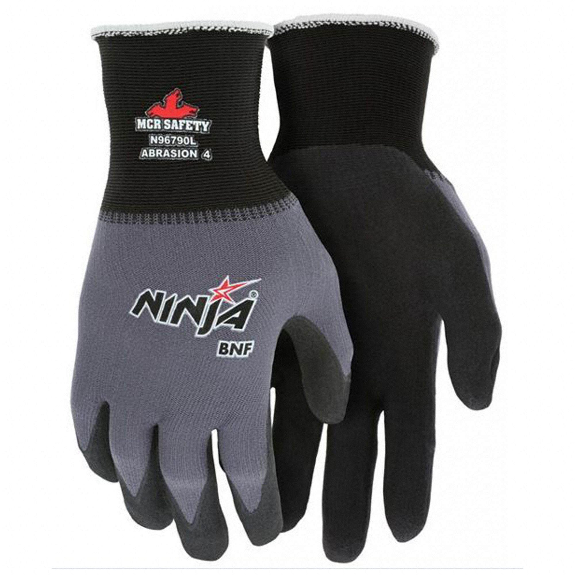 GLOVES, COATED, MCR SAFETY, ABS LEVEL 4, PALM/FING, XXL, GREY, FOAM, NITRILE