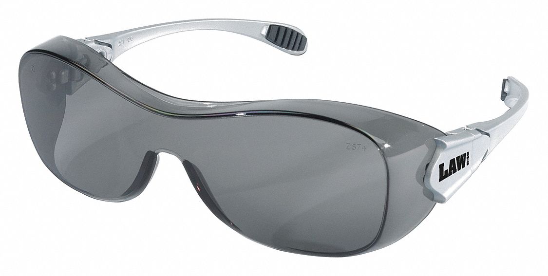 LUNETTES SÉCURITÉ ENVELOPPANTE LAW S/ PRESCRIPTION, ANTI-BUÉE / PROTECTION UV, GRIS / ARGENT, PC