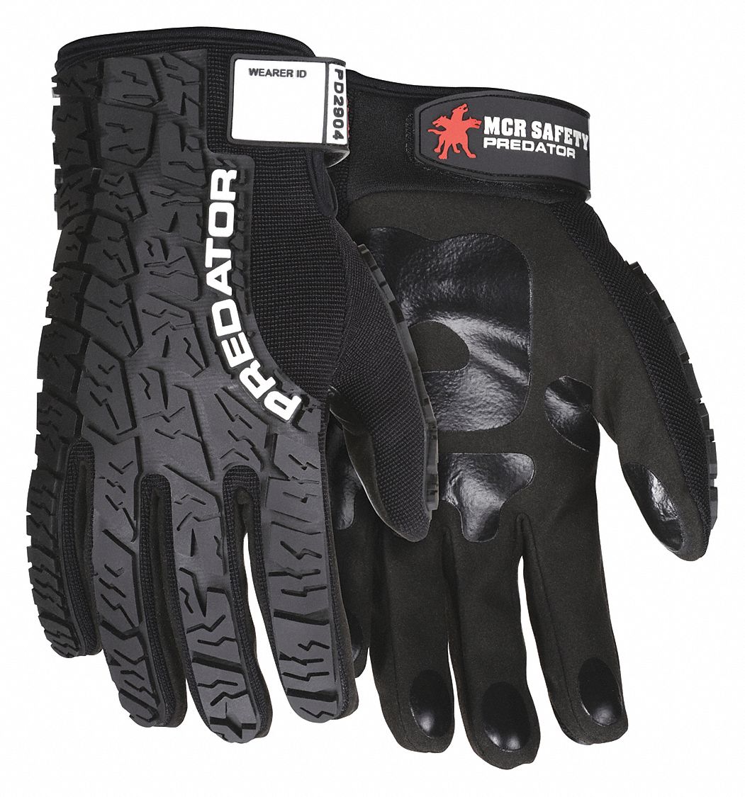 GANTS MÉCANICIEN, TAILLE M, NOIR, CUIR SYNTHÉTIQUE RENFORCÉ