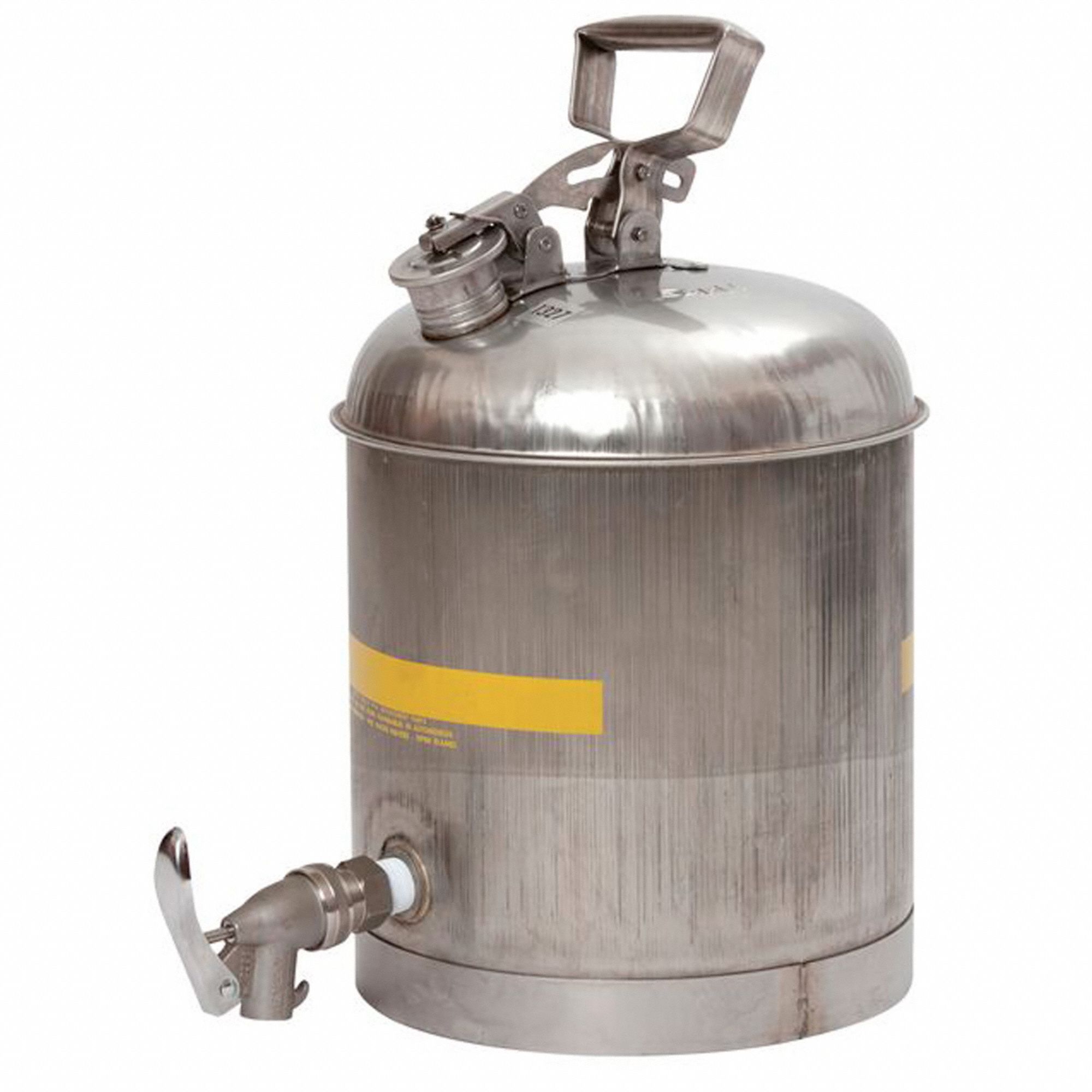 Type I Safety Can: For Use With Flammables, 5 gal Capacity, Stainless Steel, Silver